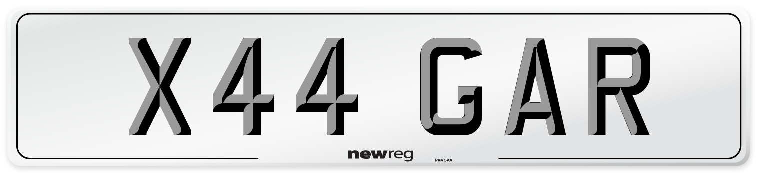 X44 GAR Front Number Plate