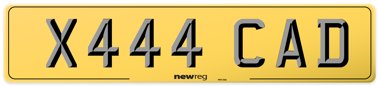 X444 CAD Rear Number Plate