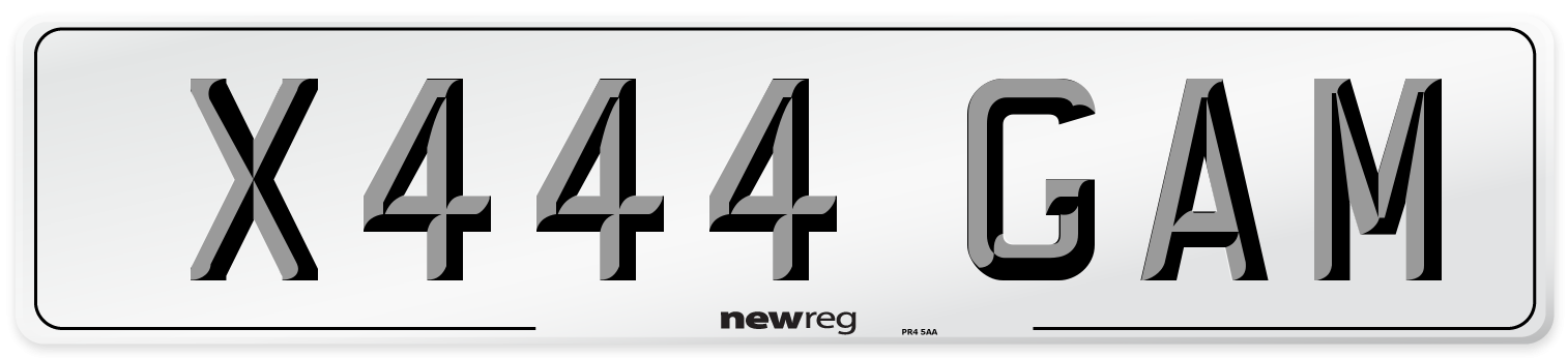 X444 GAM Front Number Plate