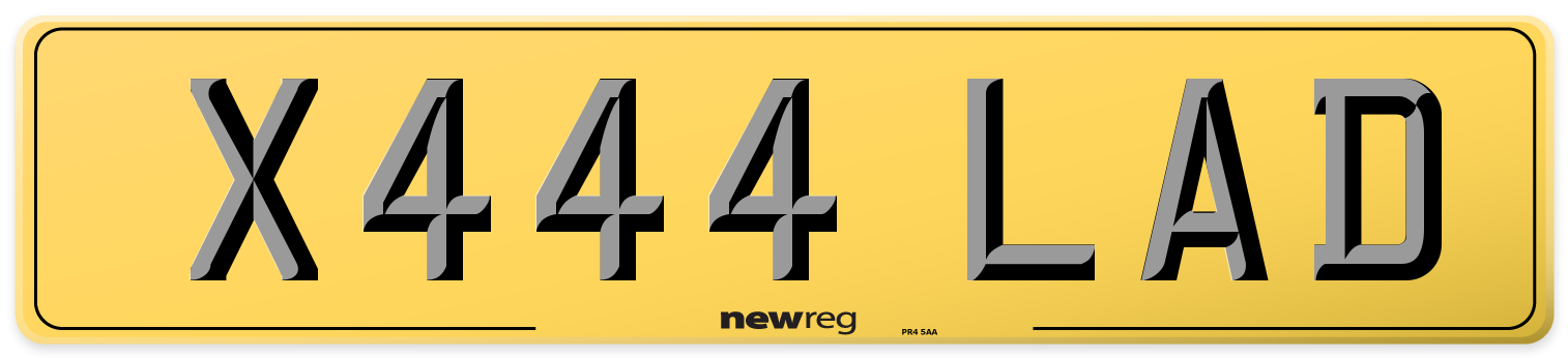 X444 LAD Rear Number Plate