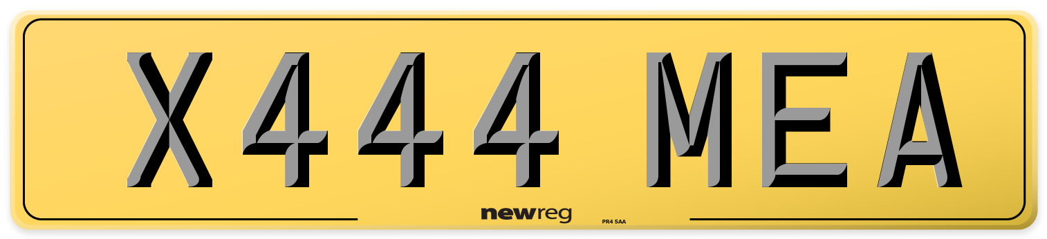 X444 MEA Rear Number Plate