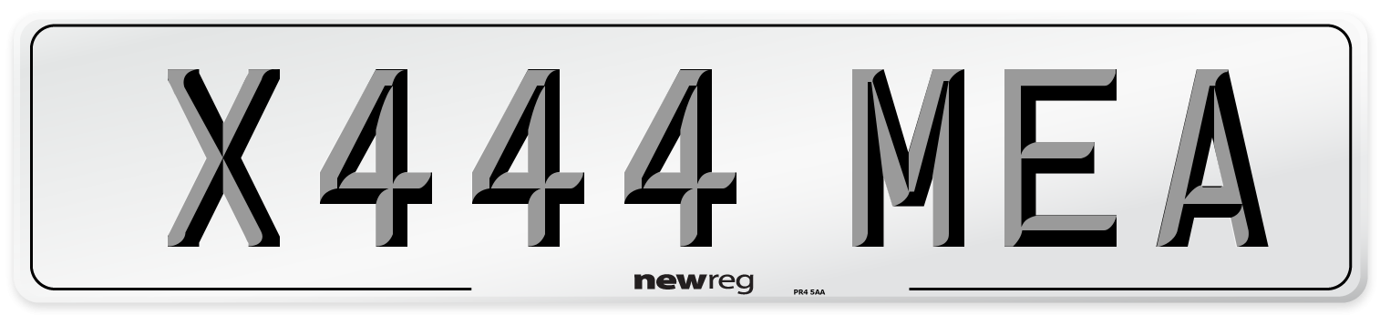 X444 MEA Front Number Plate