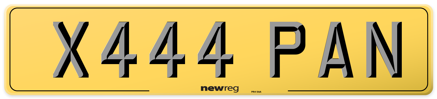 X444 PAN Rear Number Plate
