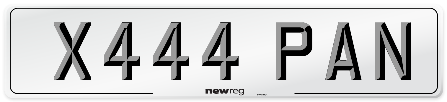 X444 PAN Front Number Plate