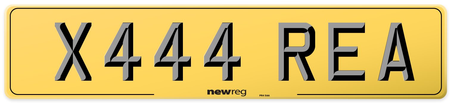 X444 REA Rear Number Plate