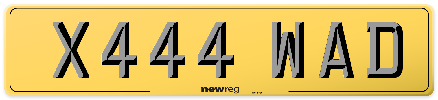 X444 WAD Rear Number Plate