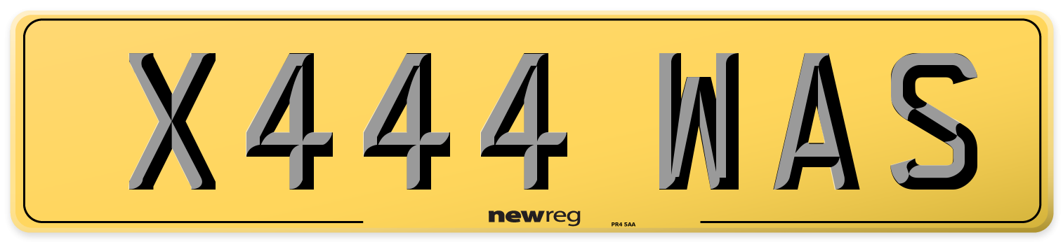 X444 WAS Rear Number Plate