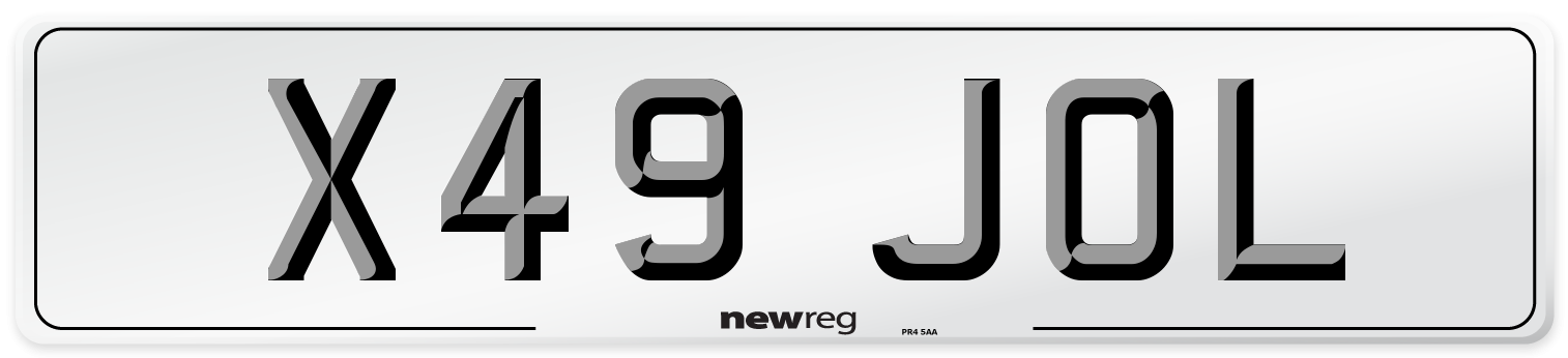 X49 JOL Front Number Plate