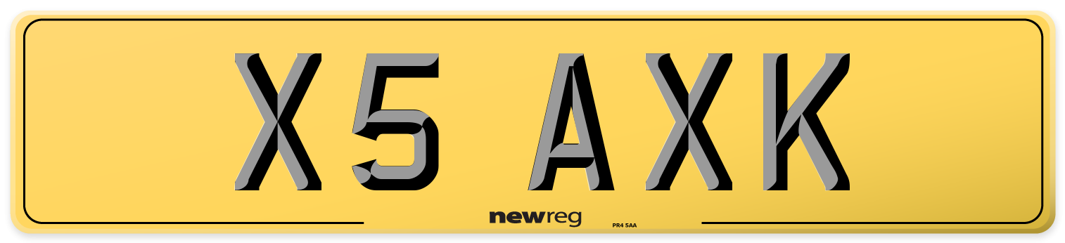 X5 AXK Rear Number Plate