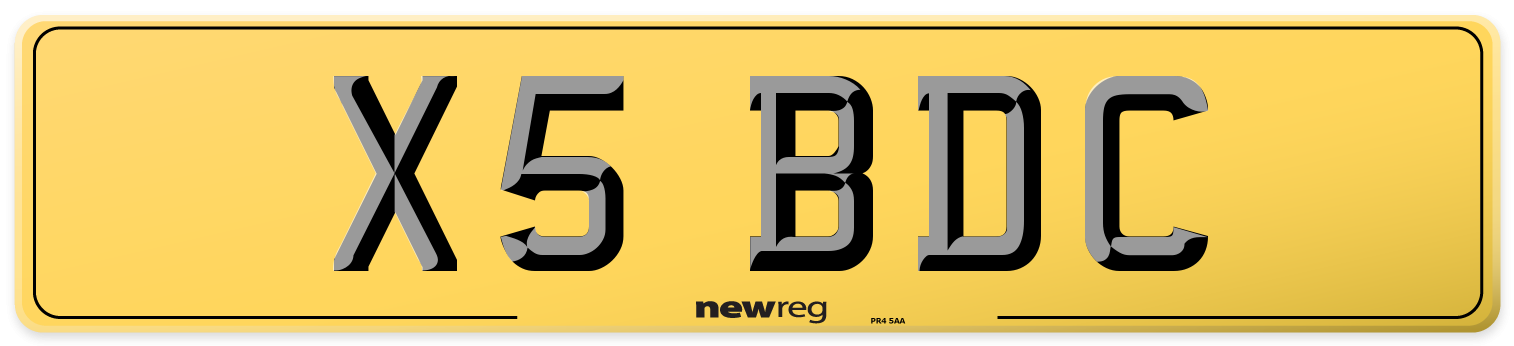 X5 BDC Rear Number Plate