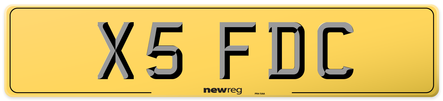 X5 FDC Rear Number Plate