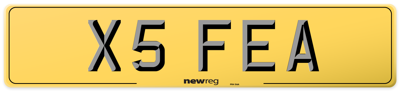 X5 FEA Rear Number Plate
