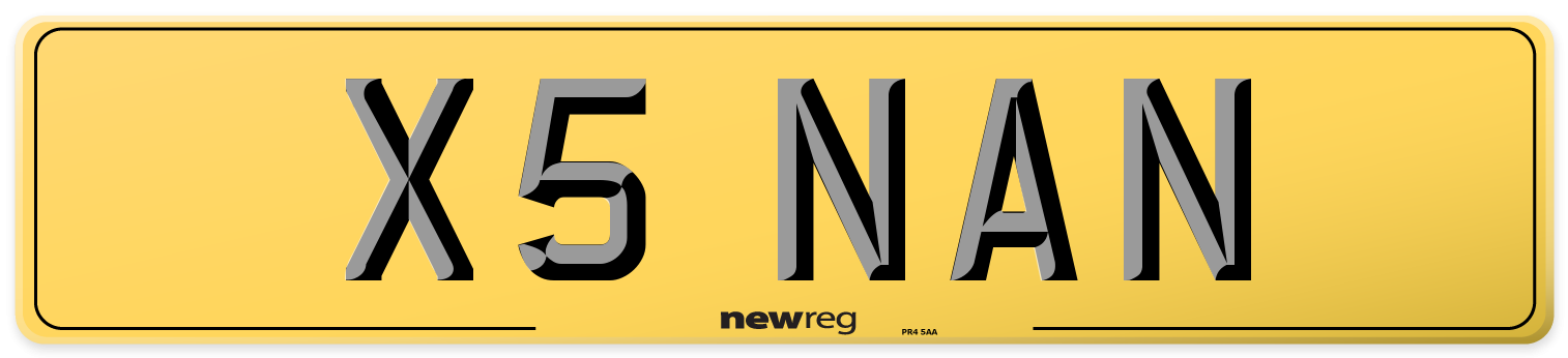 X5 NAN Rear Number Plate