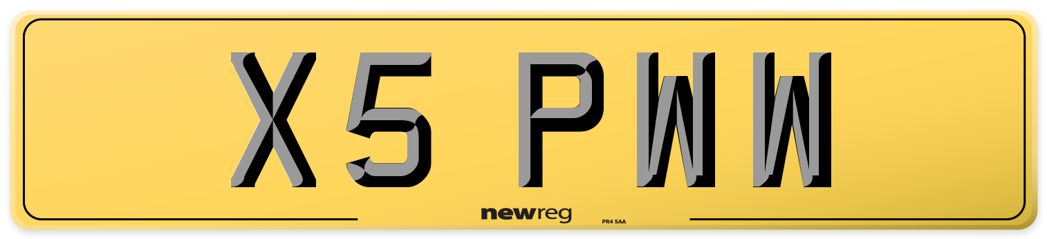 X5 PWW Rear Number Plate