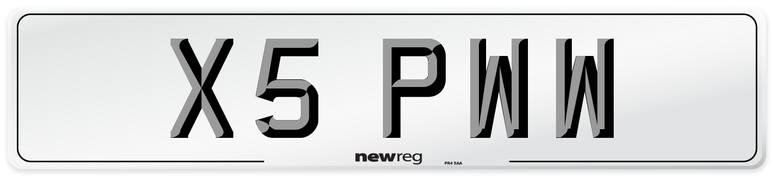X5 PWW Front Number Plate