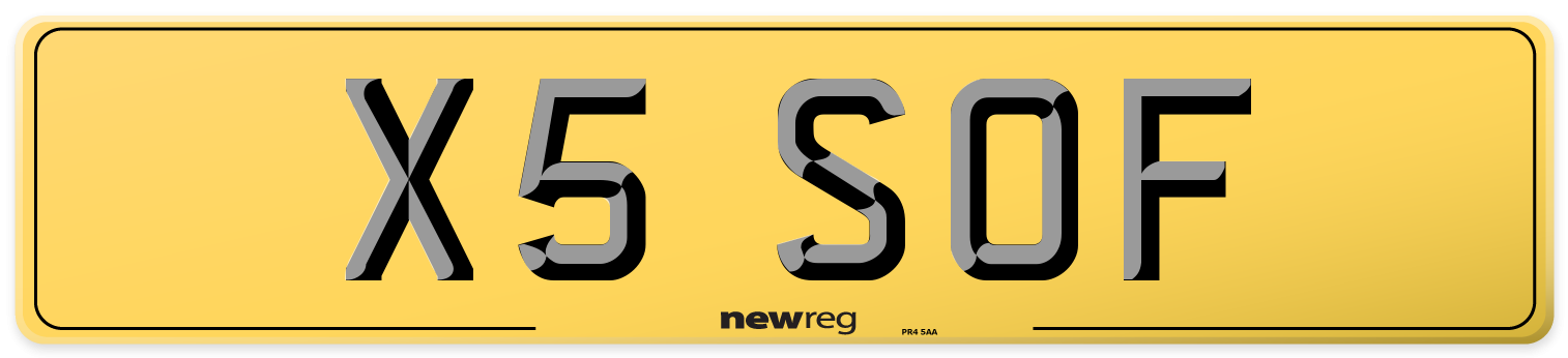X5 SOF Rear Number Plate