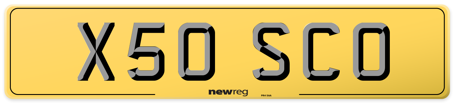X50 SCO Rear Number Plate