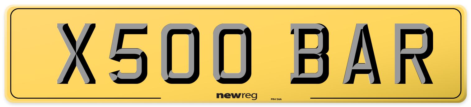 X500 BAR Rear Number Plate