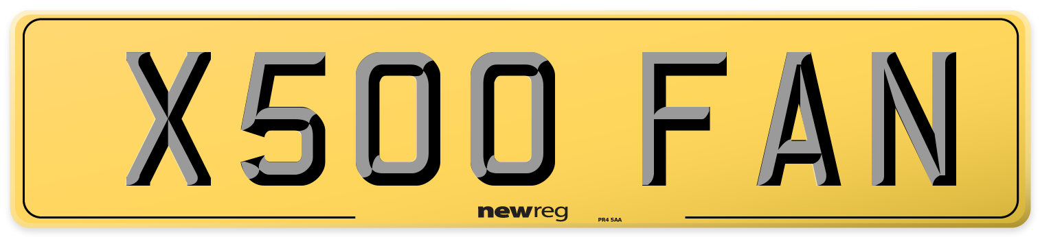 X500 FAN Rear Number Plate