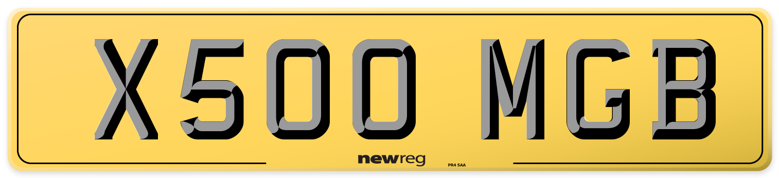 X500 MGB Rear Number Plate