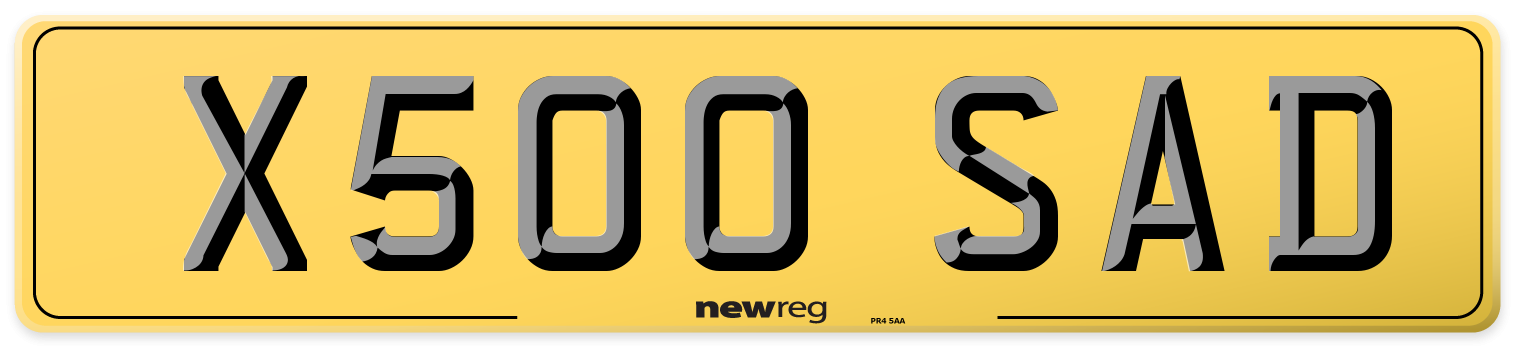 X500 SAD Rear Number Plate