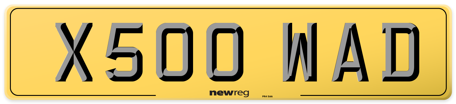 X500 WAD Rear Number Plate