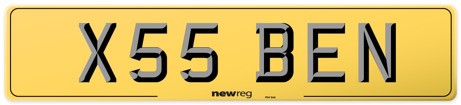 X55 BEN Rear Number Plate
