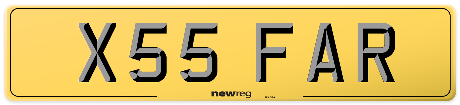 X55 FAR Rear Number Plate