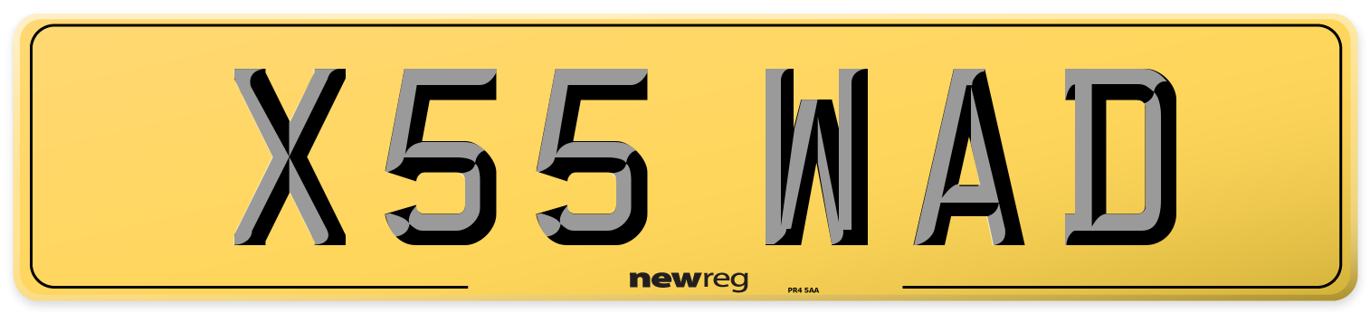 X55 WAD Rear Number Plate