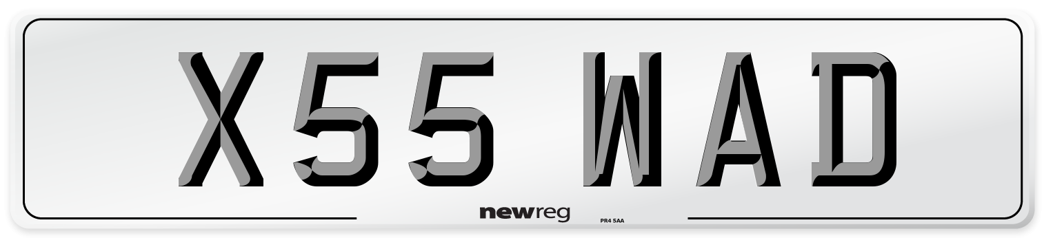 X55 WAD Front Number Plate