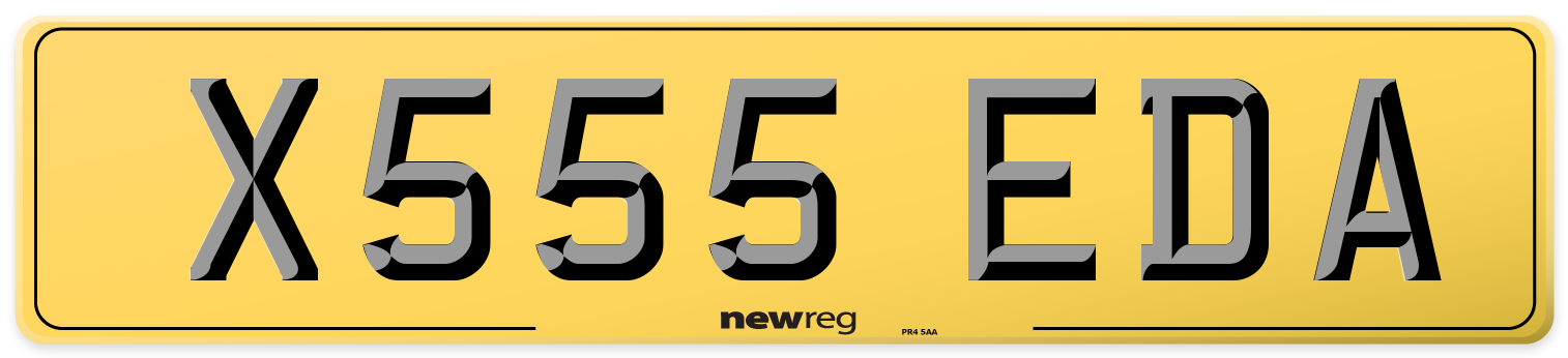 X555 EDA Rear Number Plate
