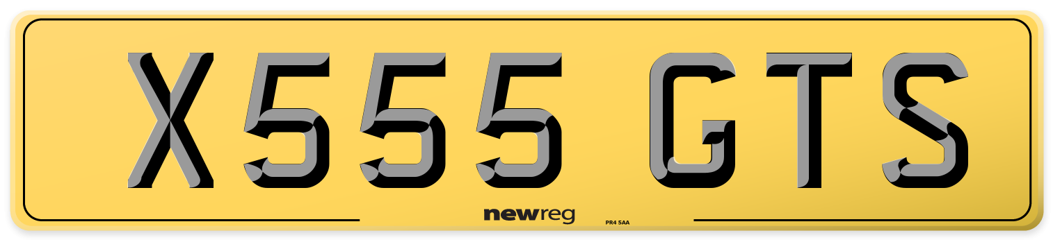 X555 GTS Rear Number Plate