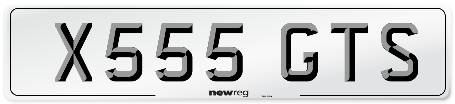 X555 GTS Front Number Plate