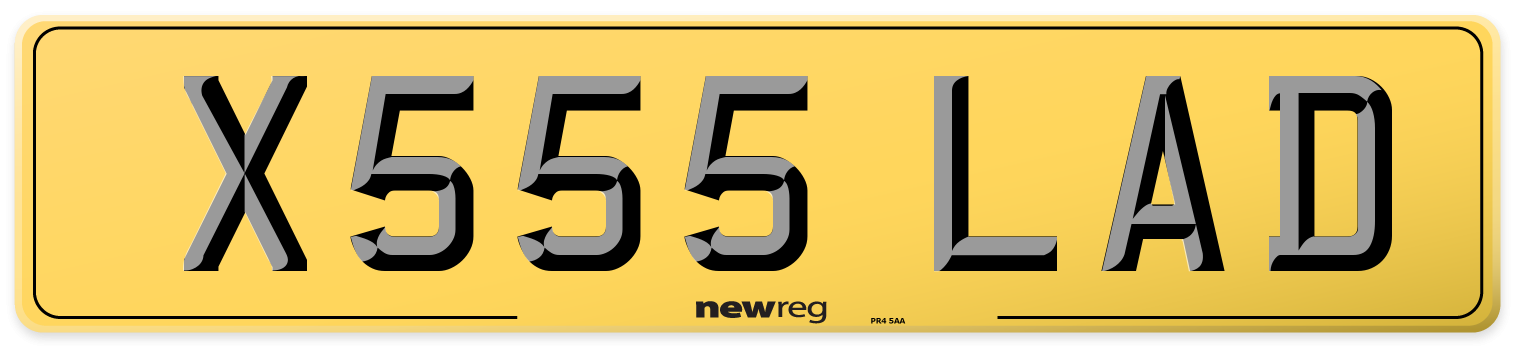 X555 LAD Rear Number Plate