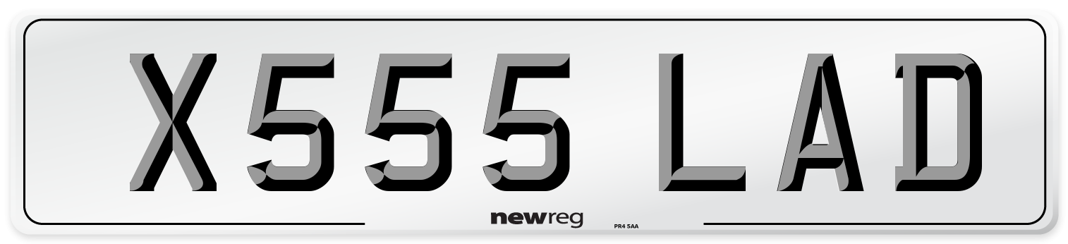X555 LAD Front Number Plate