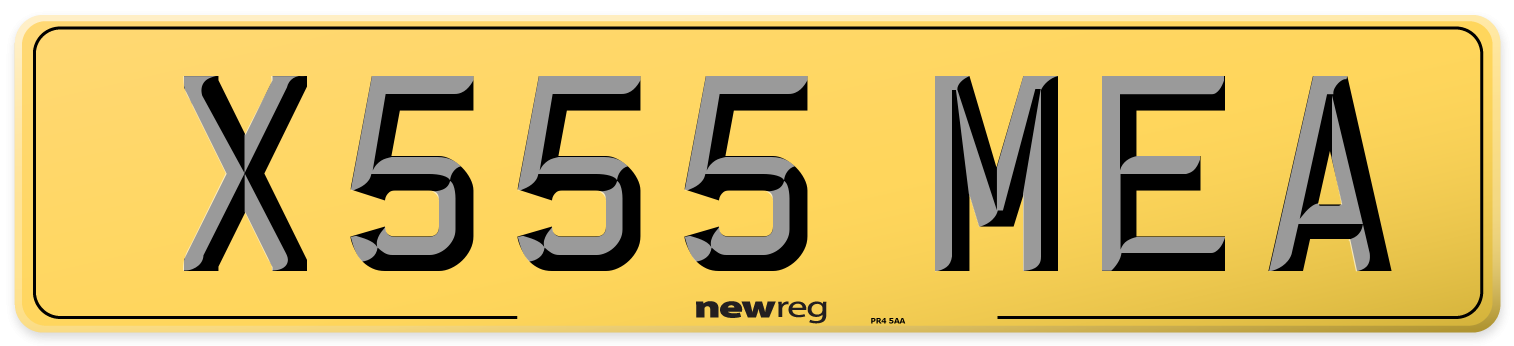 X555 MEA Rear Number Plate
