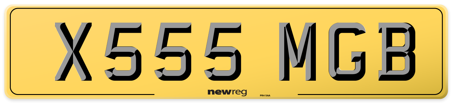 X555 MGB Rear Number Plate