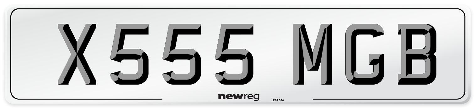 X555 MGB Front Number Plate