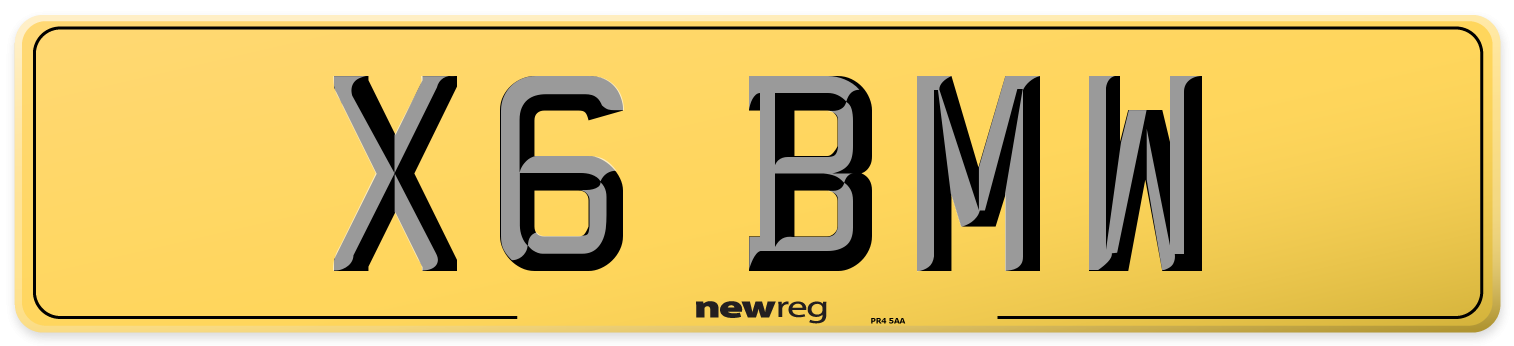 X6 BMW Rear Number Plate