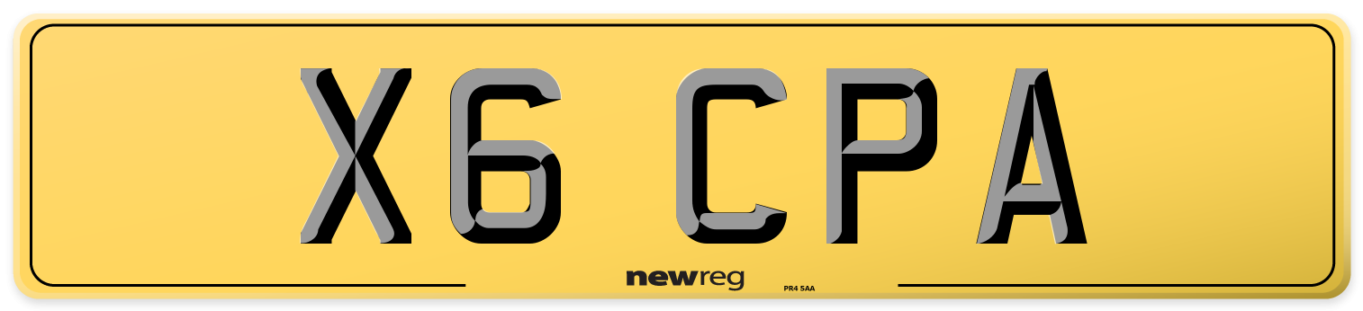 X6 CPA Rear Number Plate