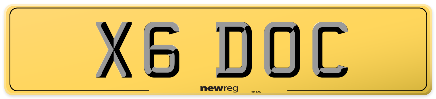 X6 DOC Rear Number Plate