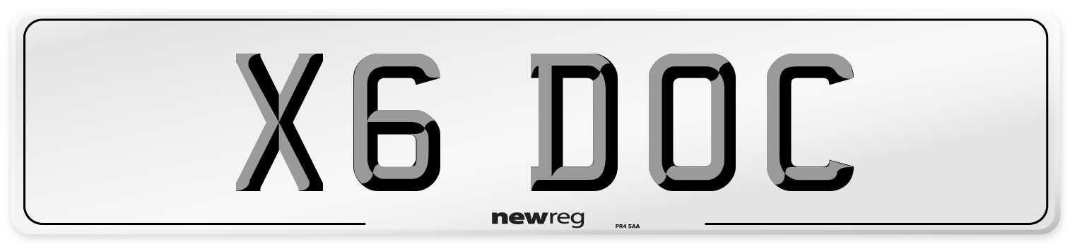X6 DOC Front Number Plate