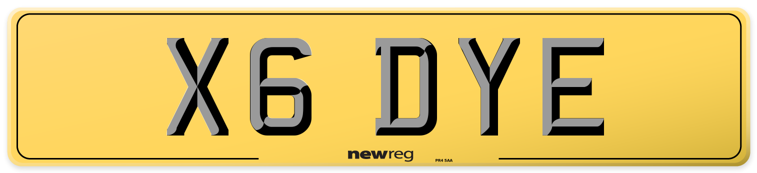 X6 DYE Rear Number Plate