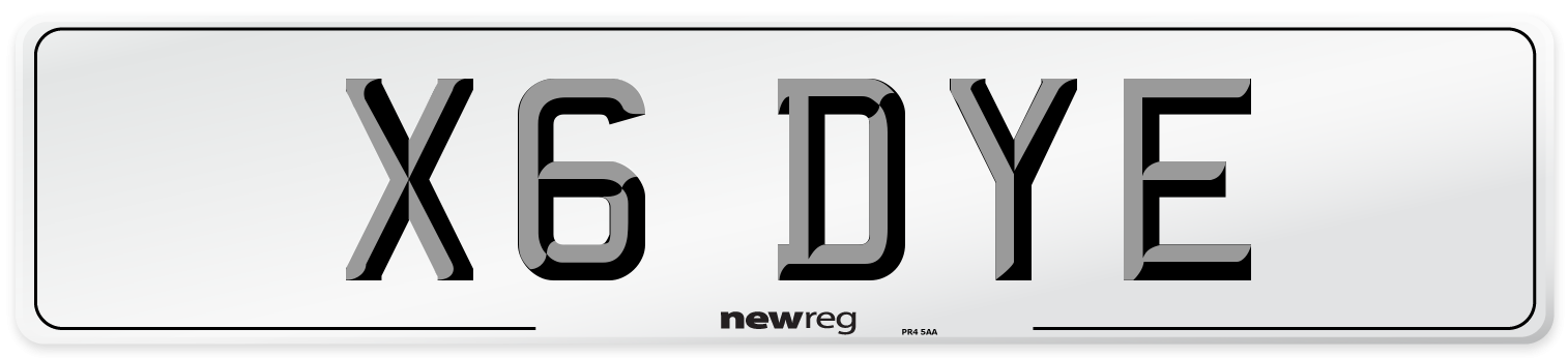 X6 DYE Front Number Plate