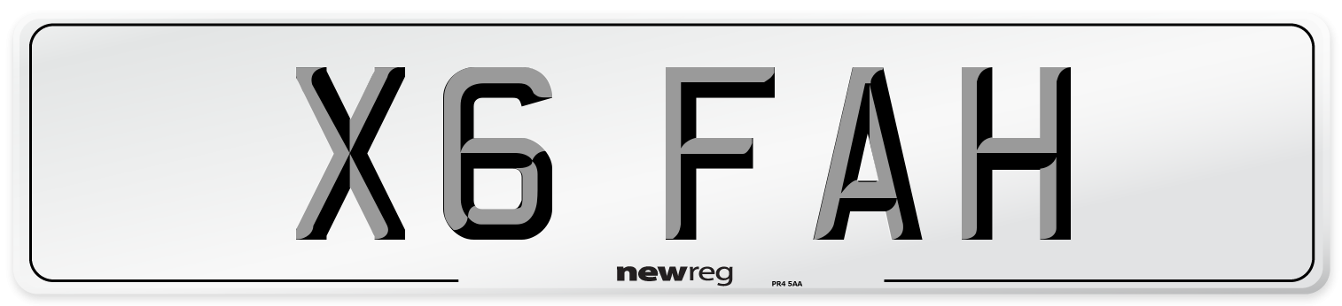 X6 FAH Front Number Plate