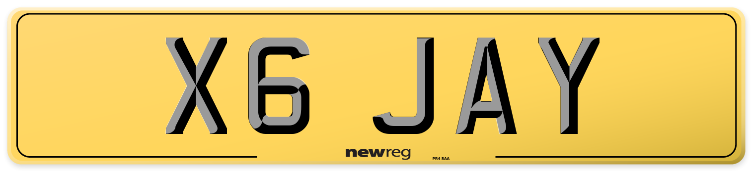 X6 JAY Rear Number Plate