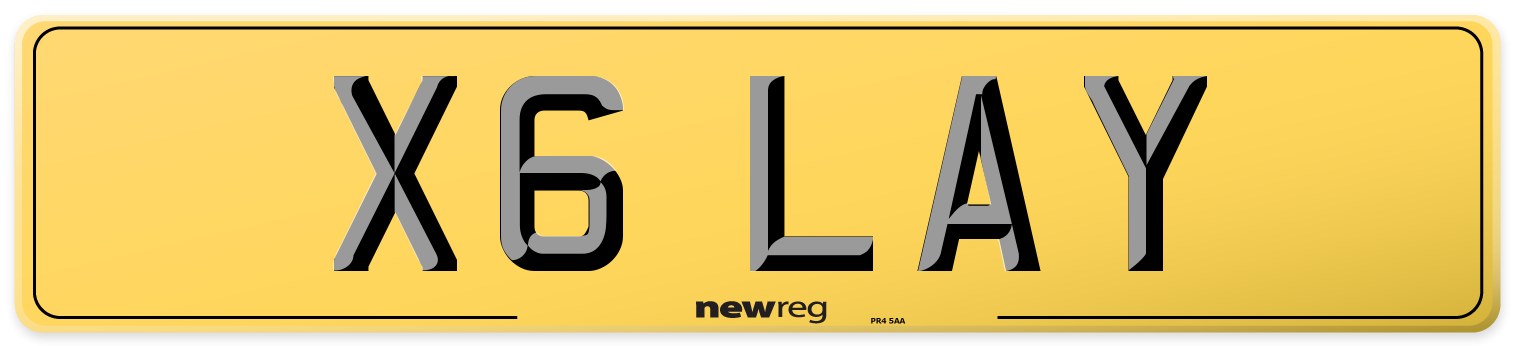 X6 LAY Rear Number Plate