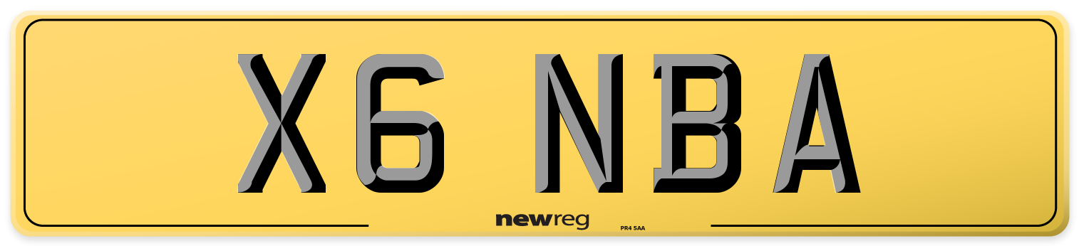 X6 NBA Rear Number Plate