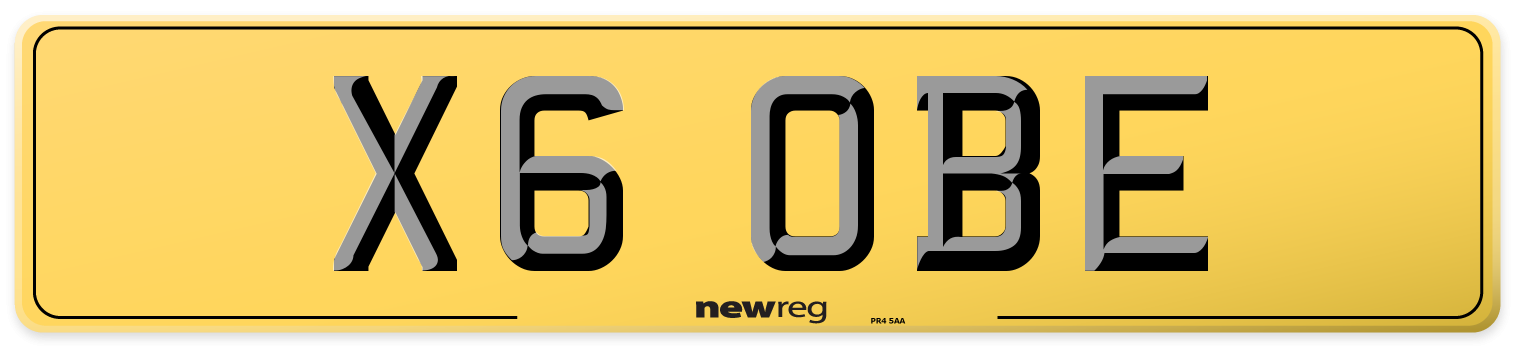 X6 OBE Rear Number Plate