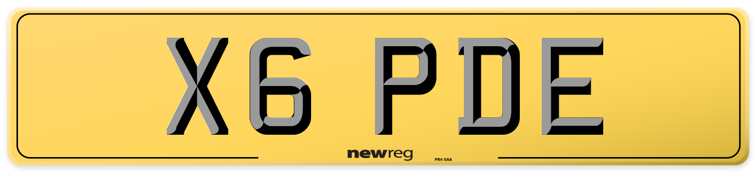 X6 PDE Rear Number Plate